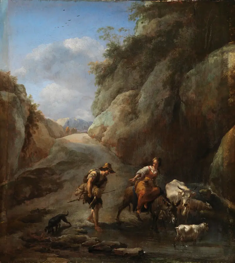 På språng i bergen av Nicolaes Pietersz. Berchem