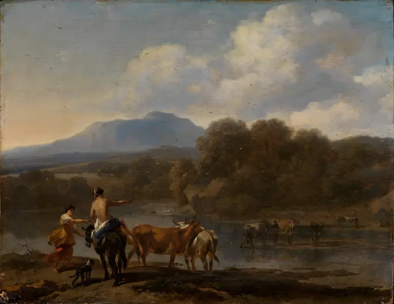 Kreatur i sydligt landskap av Nicolaes Pietersz. Berchem