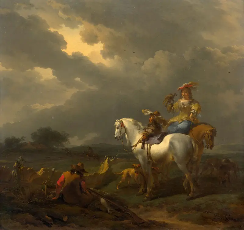 Halt of falcon hunt av Nicolaes Pietersz. Berchem
