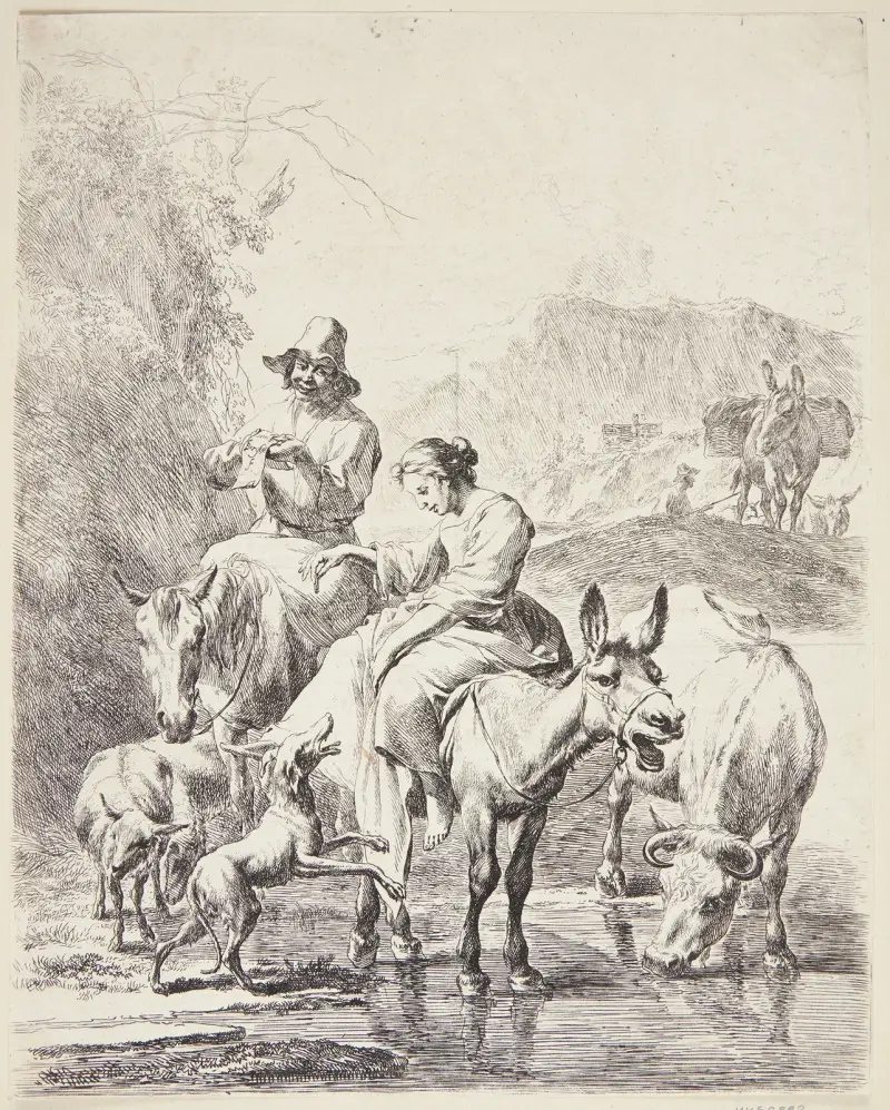 Herdeflicka på åsna av Nicolaes Pietersz. Berchem