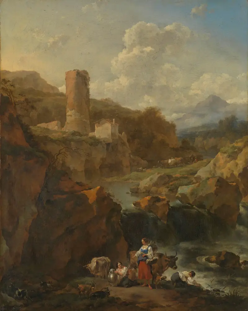 Italienskt landskap, 1656 av Nicolaes Pietersz. Berchem