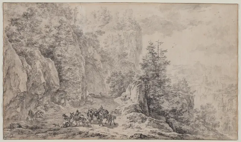 Bergslandskap av Nicolaes Pietersz. Berchem
