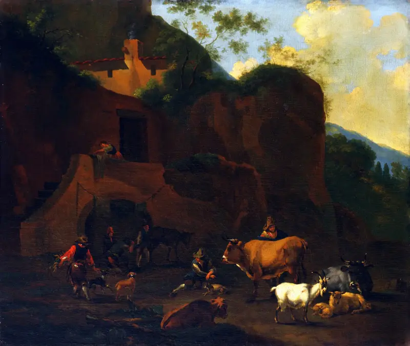 Bönder och boskap av Nicolaes Pietersz. Berchem