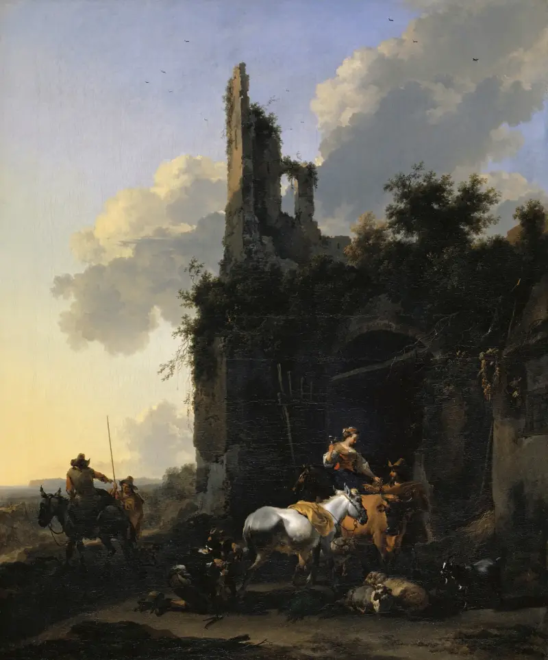 Rast framför en krog av Nicolaes Pietersz. Berchem