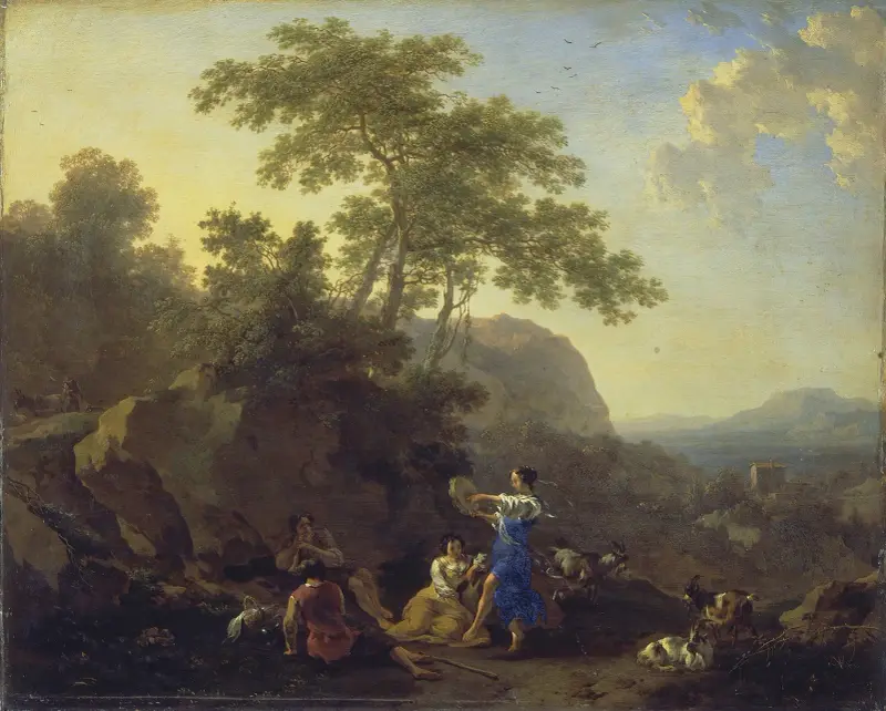 Den musikaliska herdeflickan av Nicolaes Pietersz. Berchem