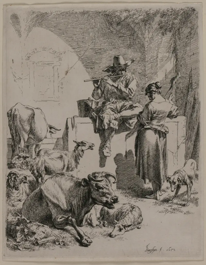 Der flötenspielende Hirt von Nicolaes Pietersz. Berchem
