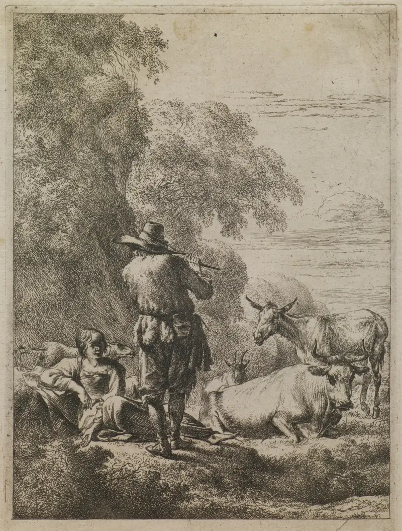 Herden som spelar flöjt av Nicolaes Pietersz. Berchem