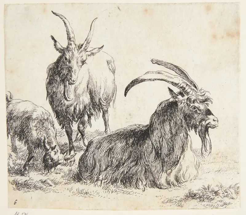 Två getter och en killing av Nicolaes Pietersz. Berchem