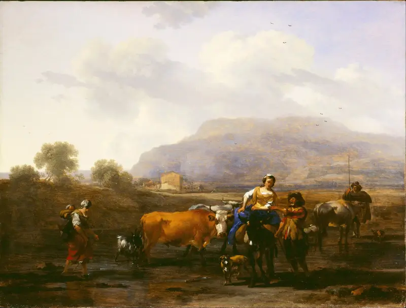 Resande bönder (Le Soir) av Nicolaes Pietersz. Berchem