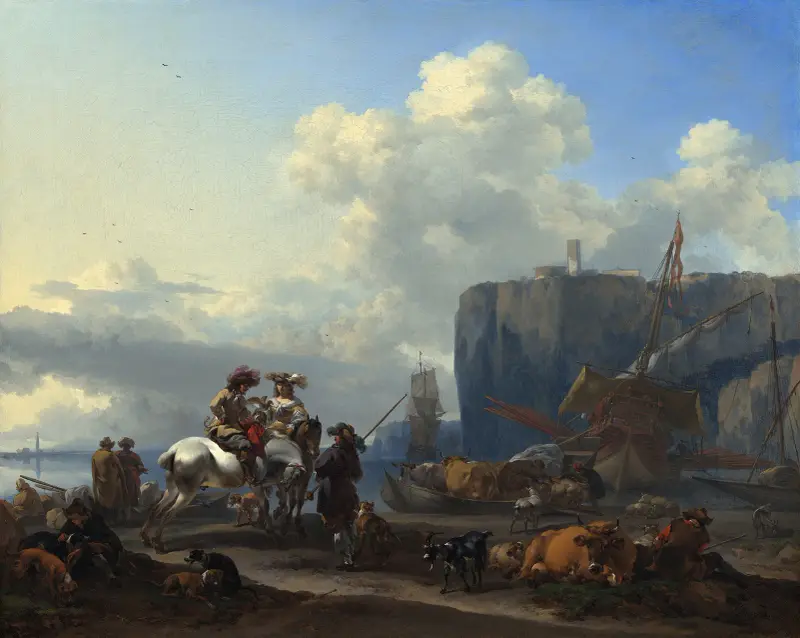 Utsikt över en italiensk hamn av Nicolaes Pietersz. Berchem