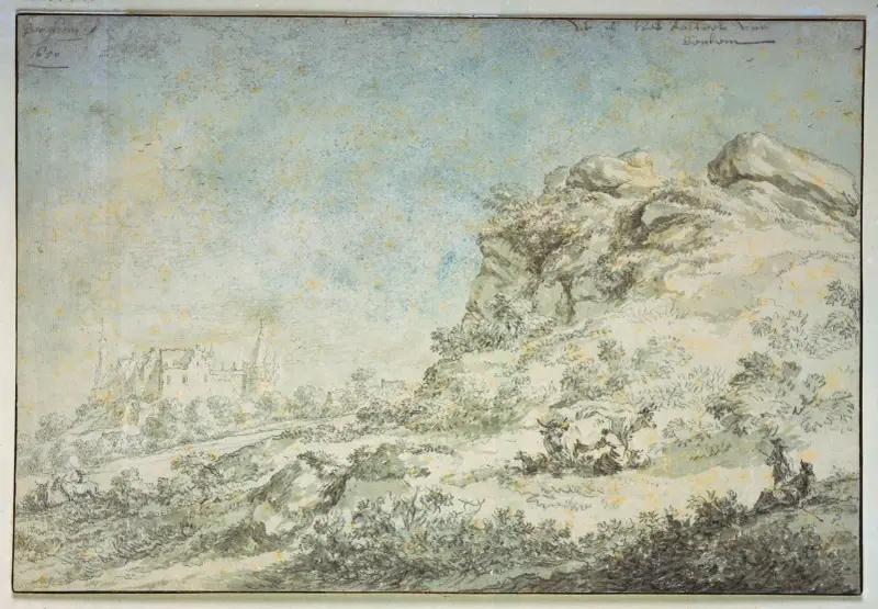 Vy över slottet Bentheim av Nicolaes Pietersz. Berchem