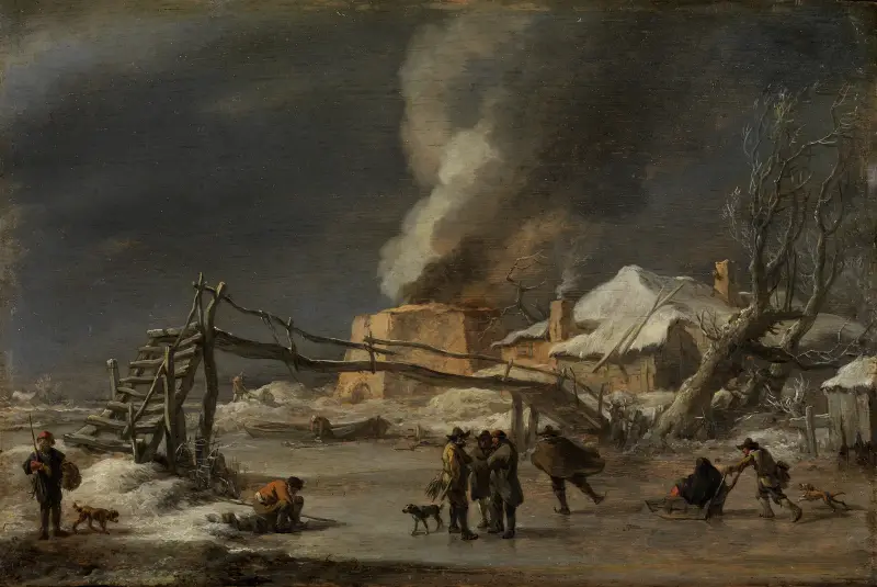 Vinterlandskap med kalkugn av Nicolaes Pietersz. Berchem