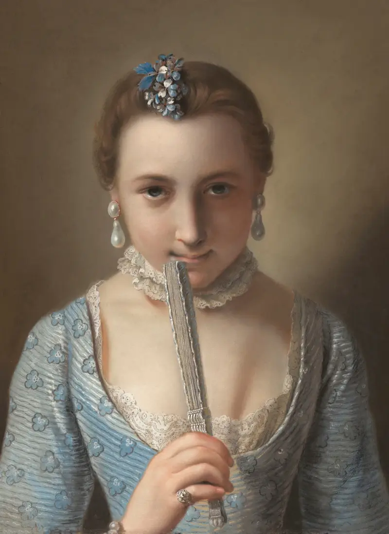 Young Woman with a Fan av Pietro Rotari