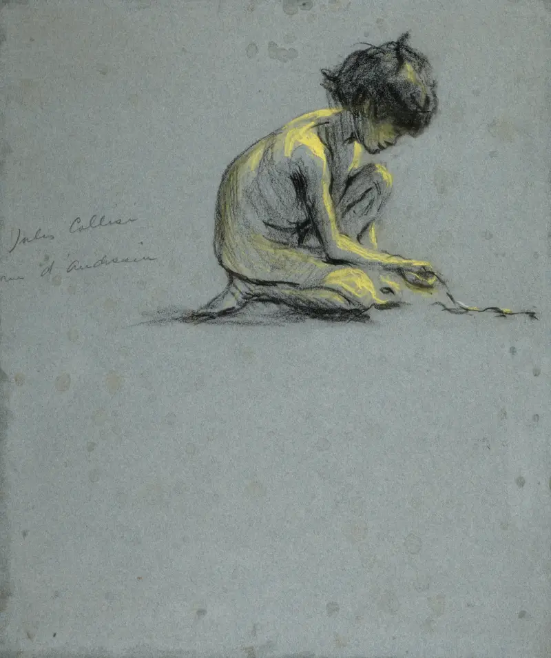 Hockender Junge mit Schlange von Alice Pike Barney