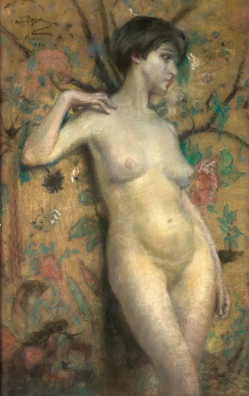 Akt vor einem Wandschirm von Alice Pike Barney