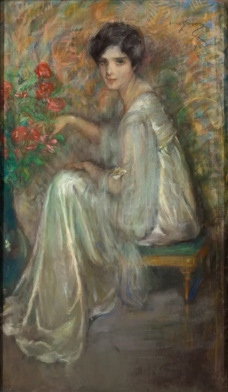 Ung kvinna med rosor av Alice Pike Barney