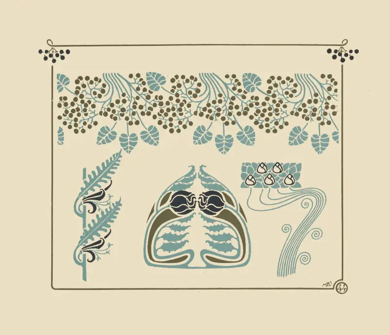 Abstract design based on berries and flowers av Maurice Pillard Verneuil
