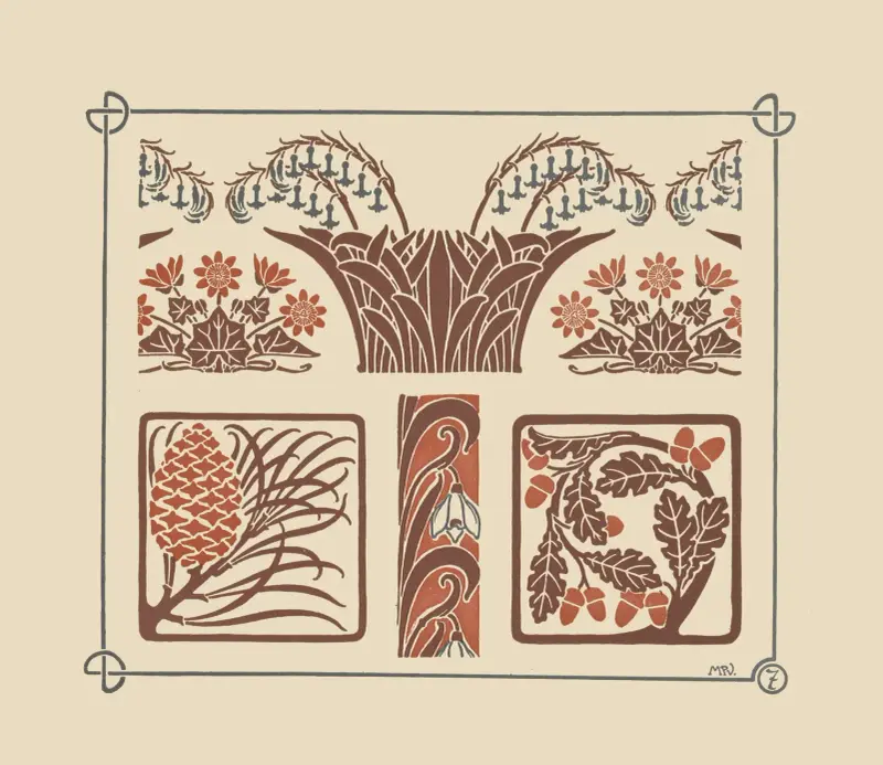 Abstrakt design baserad på blommor och kottar av Maurice Pillard Verneuil