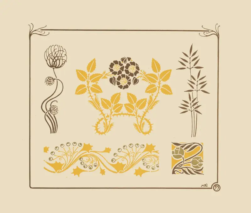 Abstrakt mönster med blommor och törnen av Maurice Pillard Verneuil