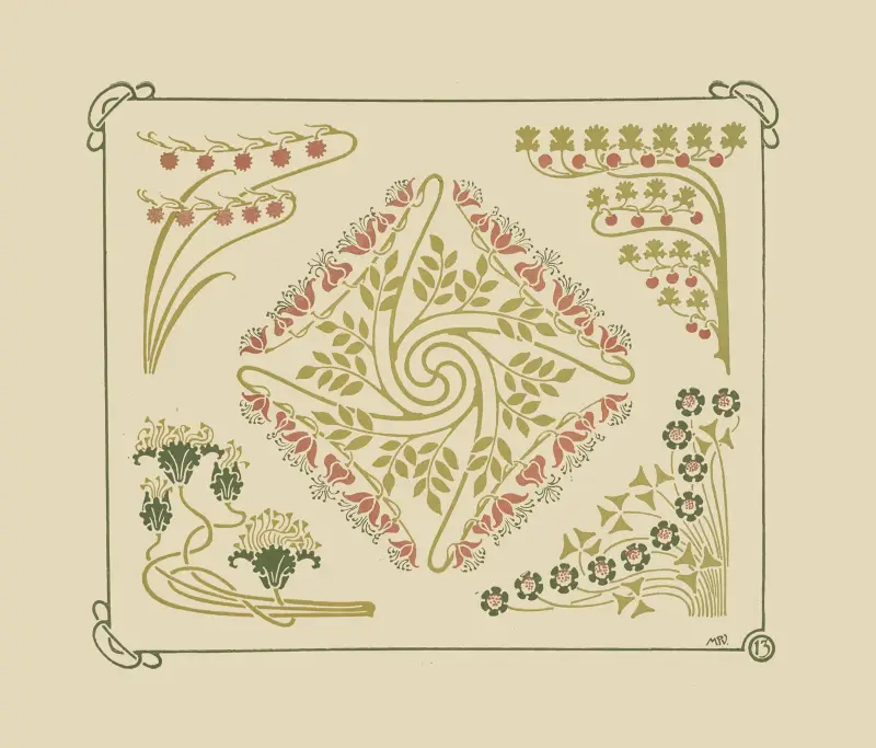 Abstract design based on small leaf shapes. av Maurice Pillard Verneuil