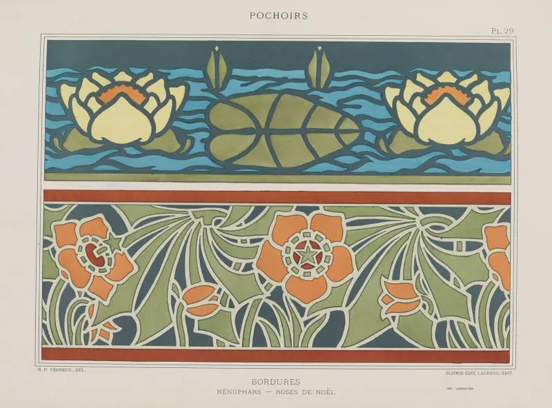 Bordures, Nénuphars – Roses de Noël av Maurice Pillard Verneuil