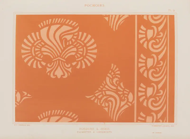 Bårder och sättningar, palmettor och ornament av Maurice Pillard Verneuil