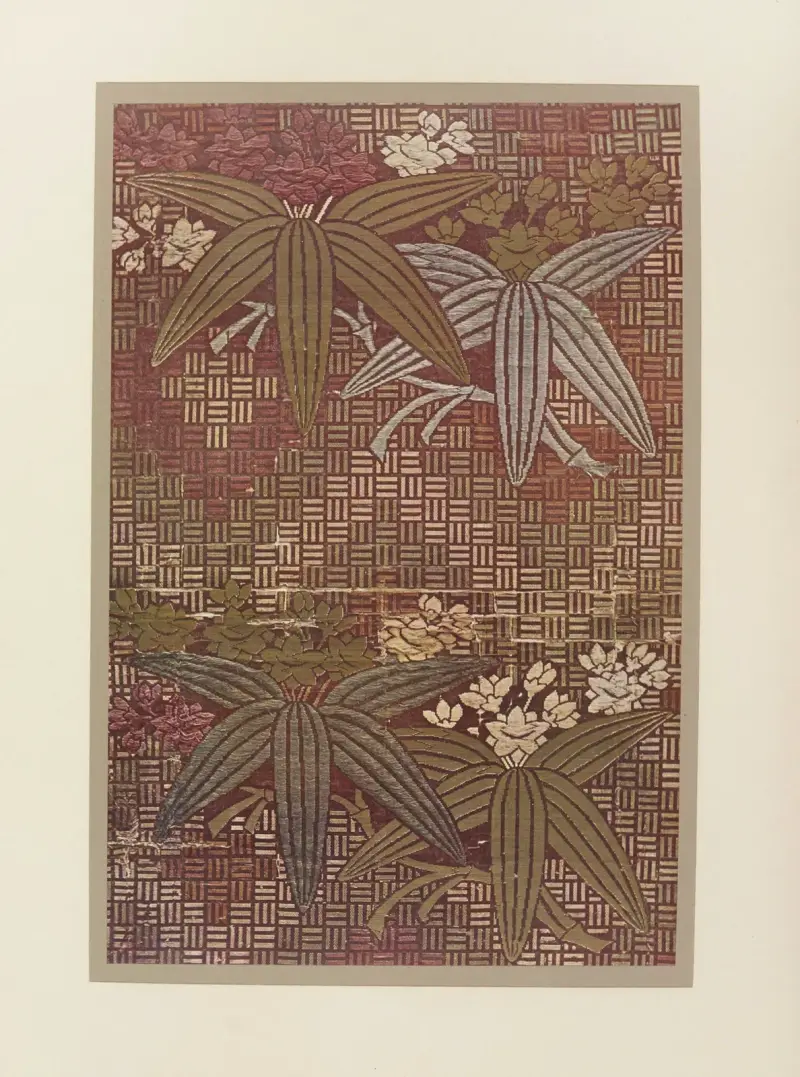 Blommor mot geometrisk fond av Maurice Pillard Verneuil
