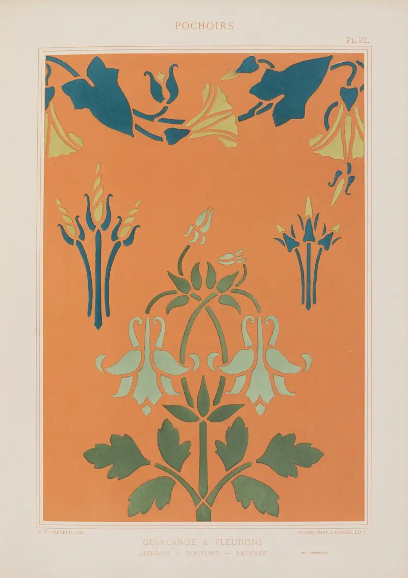 Guirlande & fleurons, Liseron, boutons, ancolie av Maurice Pillard Verneuil