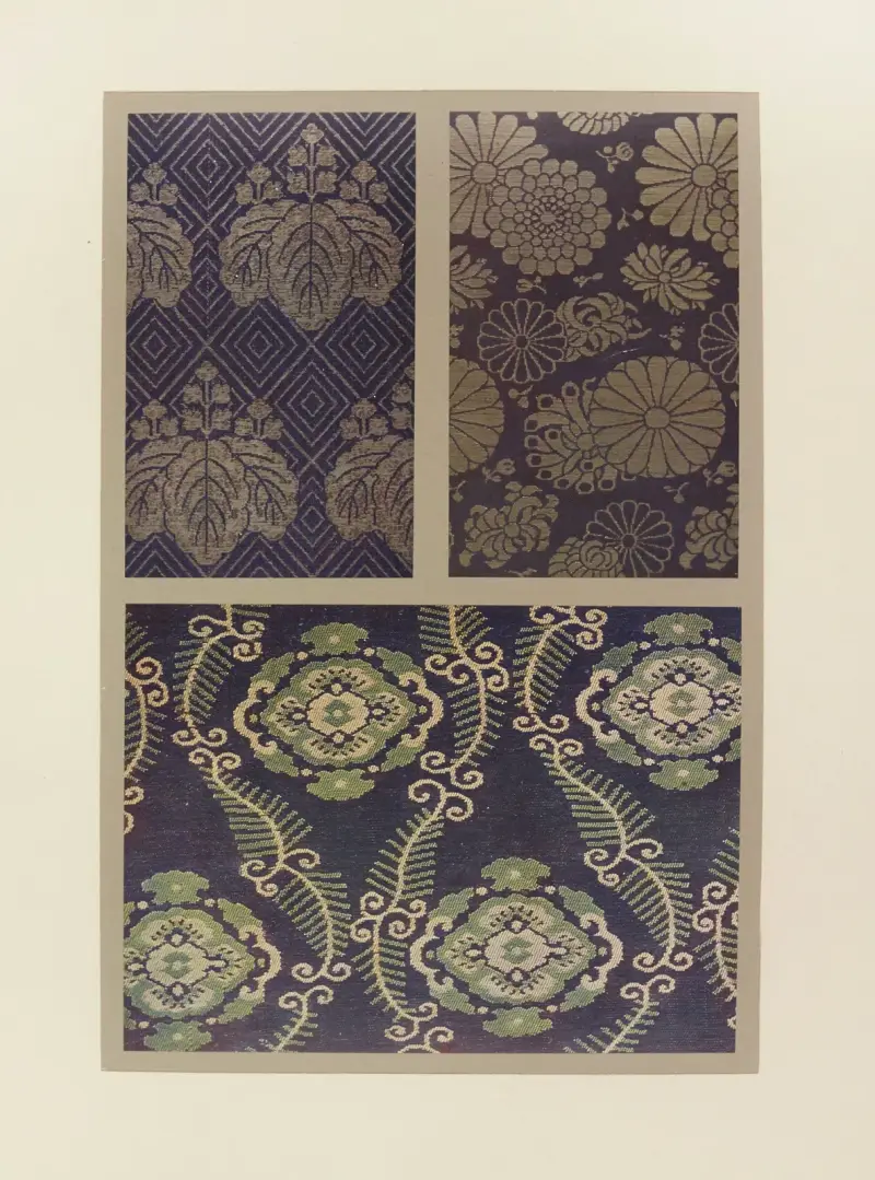 Stiliserad paulownia ; stiliserade krysantemumblommor ; ornamentmotiv av Maurice Pillard Verneuil