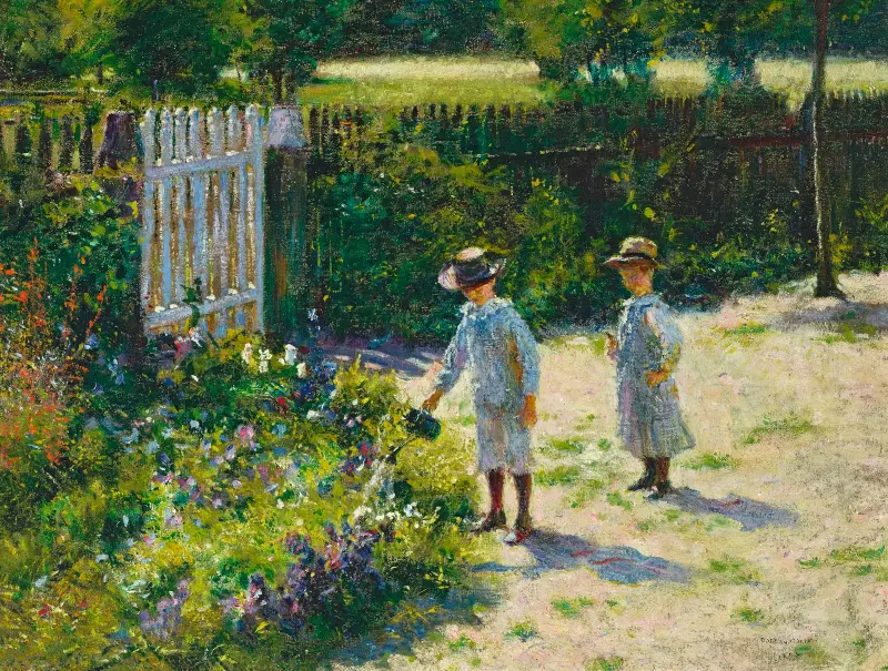 Children in the garden av Władysław Podkowiński