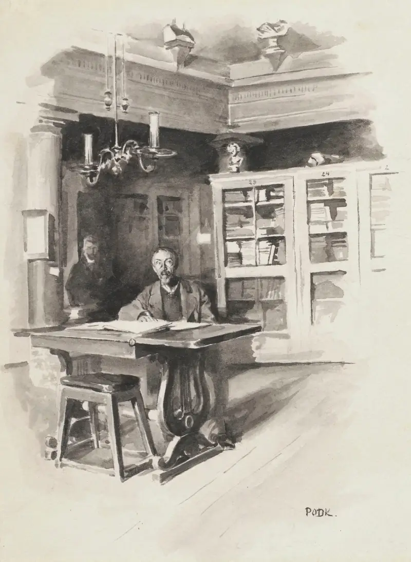 Interior of the library at the Grand Theatre in Warsaw av Władysław Podkowiński