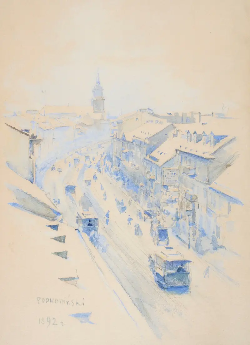 Nowy Świat on a winter day av Władysław Podkowiński