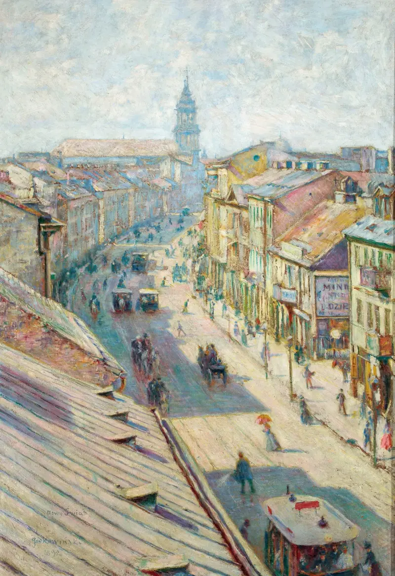 Nowy Świat Street in Warsaw on a summer day av Władysław Podkowiński