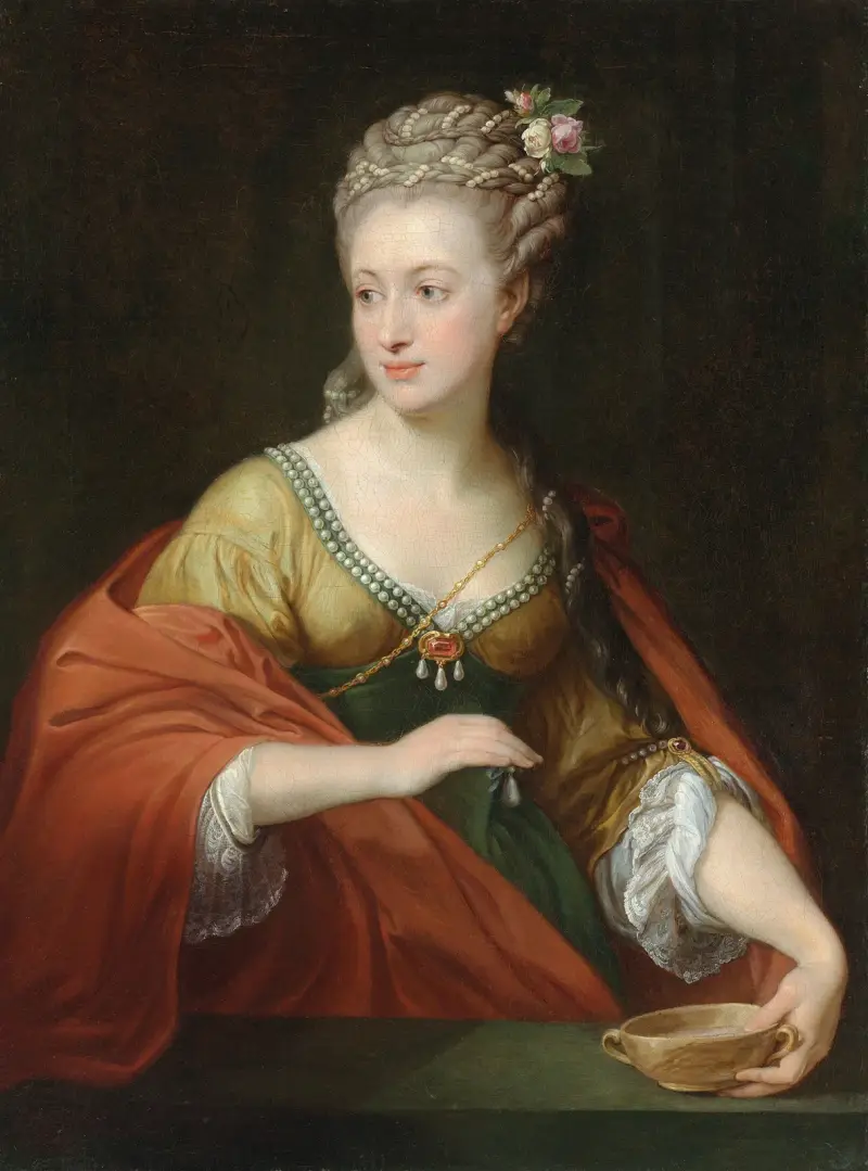 Porträtt av en dam, traditionellt identifierad som Alexandra Evichovna Demidov som Kleopatra av Pompeo Batoni