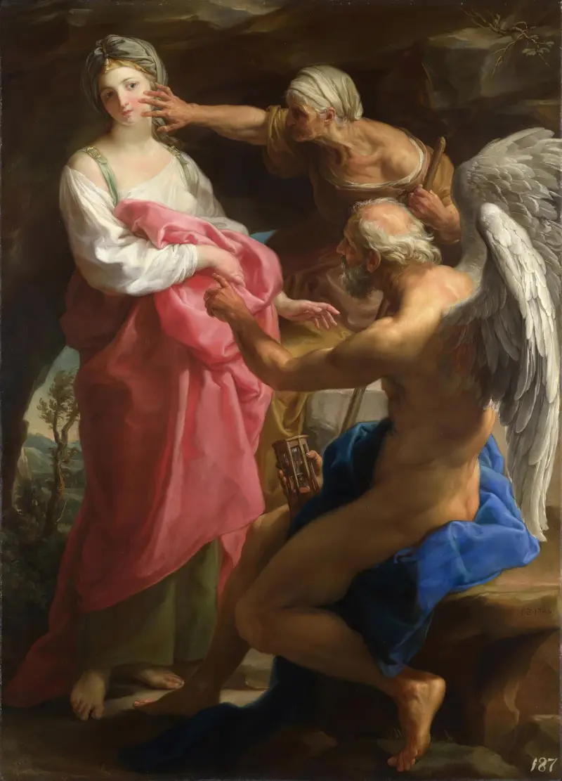 Time Orders Old Age To Destroy Beauty av Pompeo Batoni