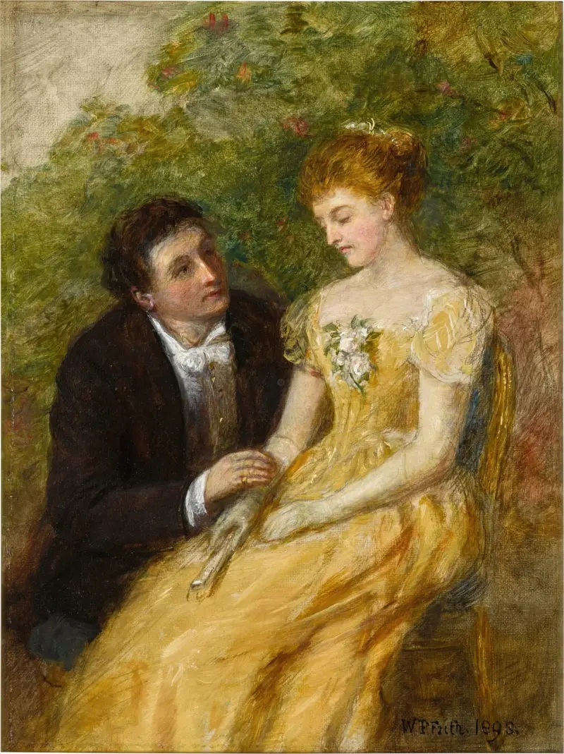 A Study for In the Conservatory; A Critical Moment av William Powell Frith