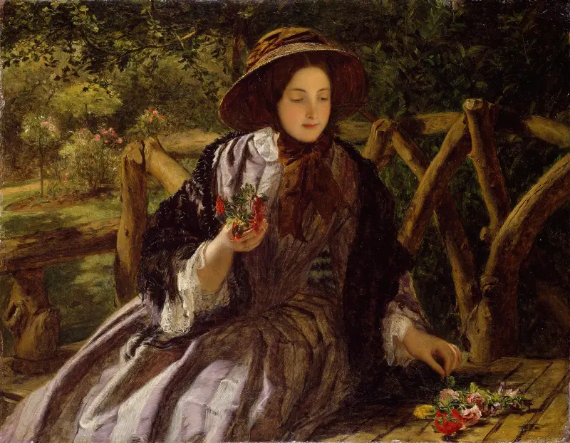 Gartenblumen (Einen Strauß bindend) von William Powell Frith