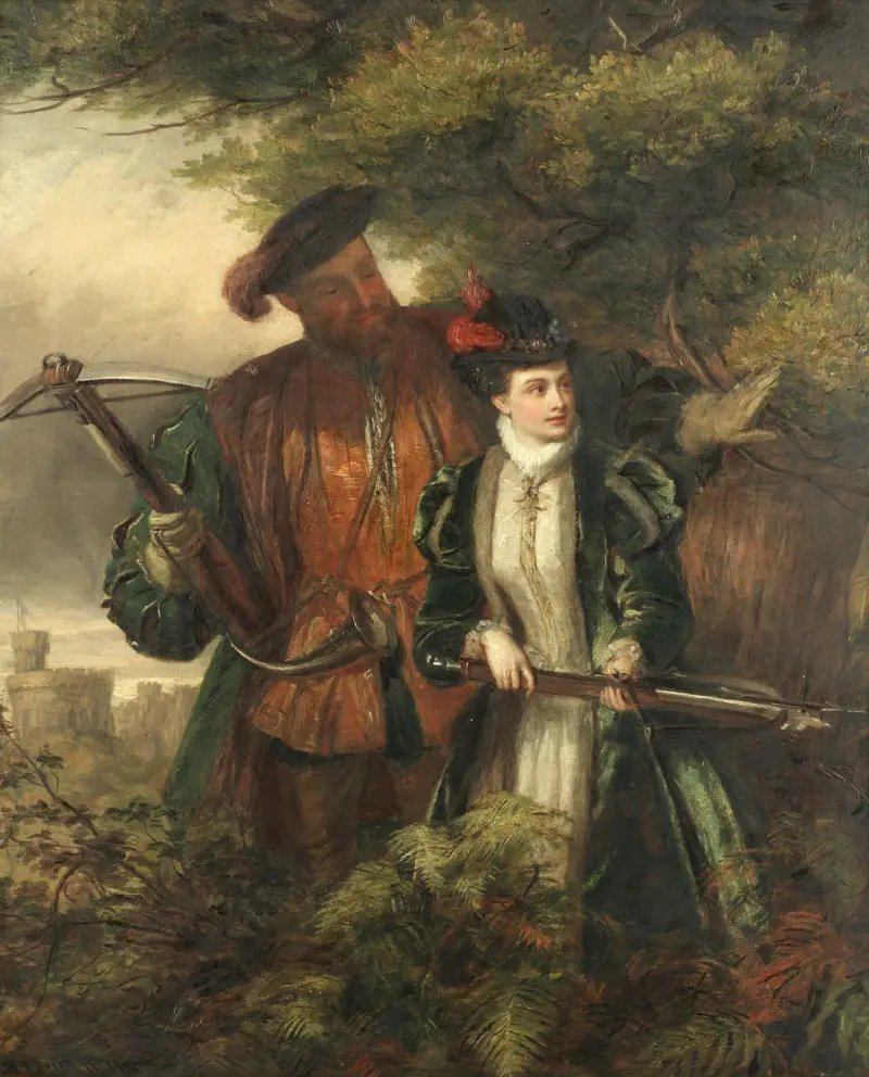 Henrik VIII och Anne Boleyn på hjortjakt i Windsor Forest av William Powell Frith