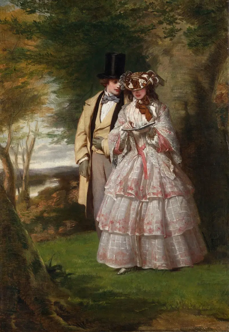 Die beiden zentralen Figuren in Derby Day von William Powell Frith