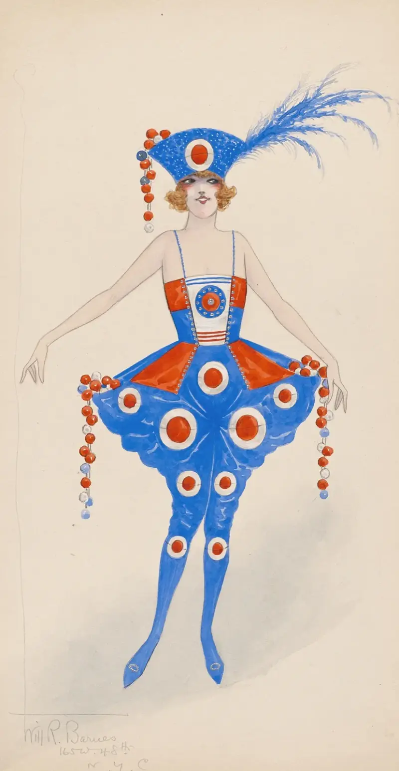 Costume for girls in red, white, and blue av Will R. Barnes