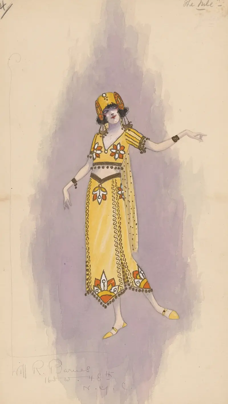 Lång gul kjol (Woman’s costume; Long yellow skirt) av Will R. Barnes