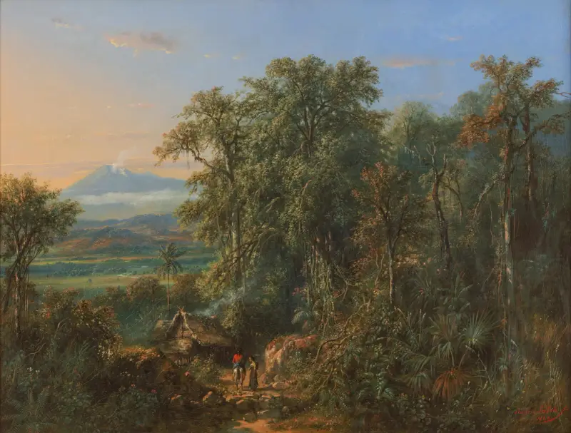 Vy över Merbabu och Merapi av Raden Saleh