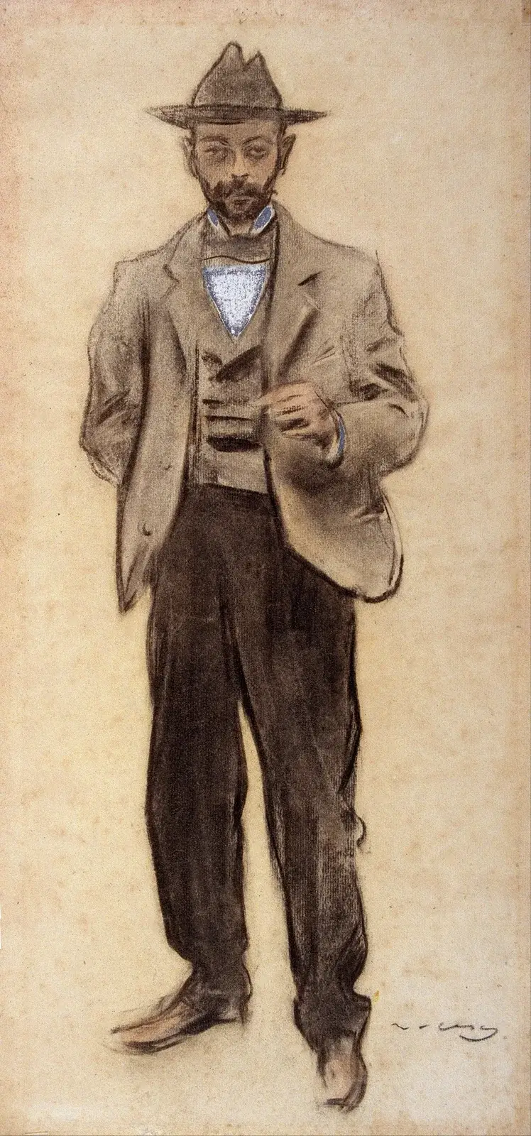 Portrait of Manolo Hugué av Ramón Casas