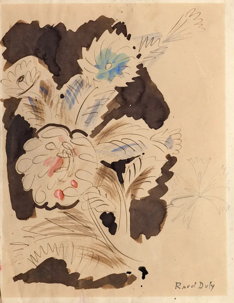Studie blauer und roter Blumen von Raoul Dufy