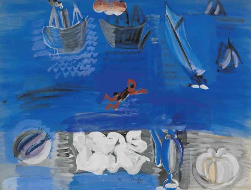 Stilleben och båtar av Raoul Dufy