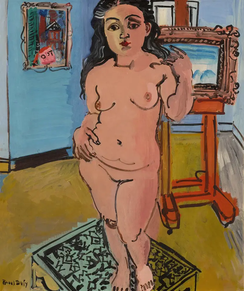 Akt vid staffliet av Raoul Dufy