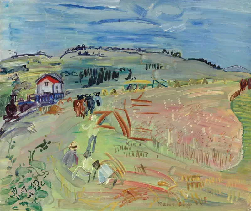 Paysage au champ de blé aux bœufs av Raoul Dufy