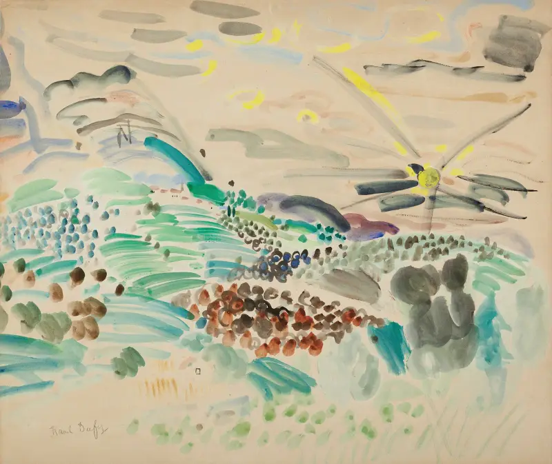 Landskap från Midi i solsken av Raoul Dufy