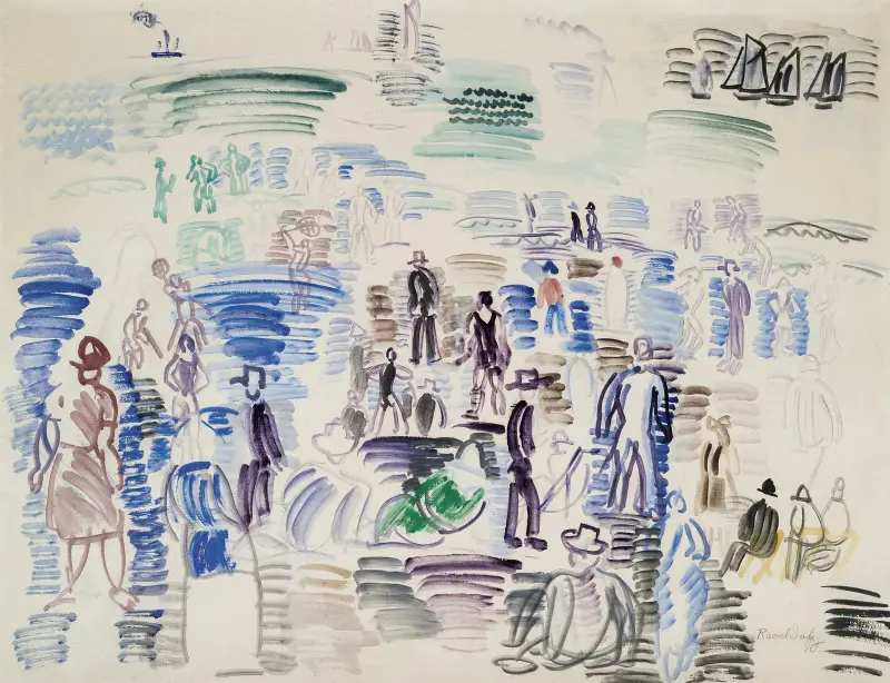 Personnages sur la plage av Raoul Dufy