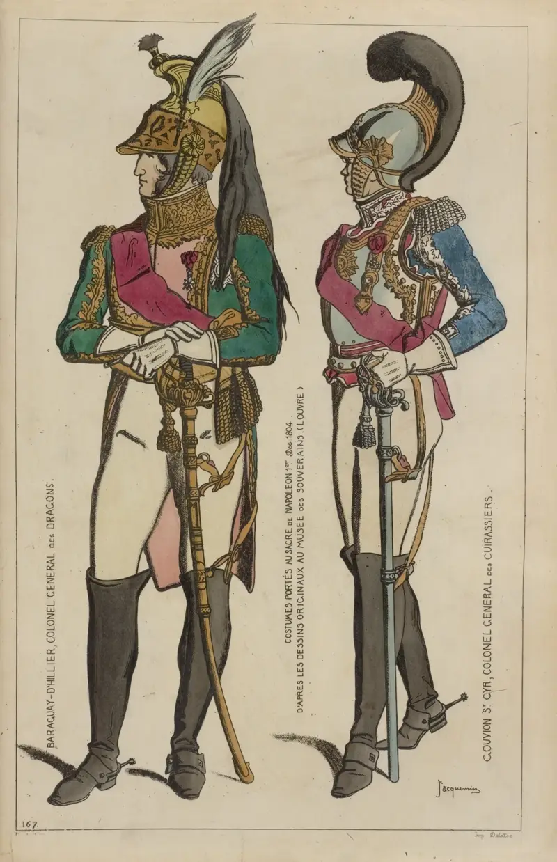 Baraguay-d’Hillier, colonel general des dragons. Costumes portés au sacre de Napoleon 1er Dec. 1804. av Raphaël Jacquemin